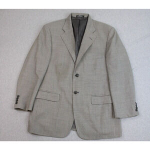 Stafford Blazer Jacket Mens 40R Gray Houndstooth Wool 2 Button Single Breasted